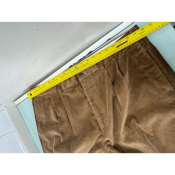 Brooks Brothers Elliot Corduroy Pants 40X30 Pleated Cuffed Camel Tan - Picture 6 of 10